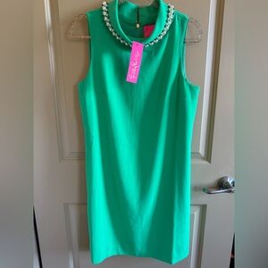NWT Lilly Pulitzer Green Portia Dress juniper green with pearls NEW sz. 8 Final